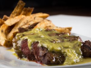 Premium Steak Frite Platter with sauce and home made fries